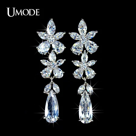 

UMODE For Party and Wedding Flower Pure CZ Cubic Zirconia Dangling Earring UE0024