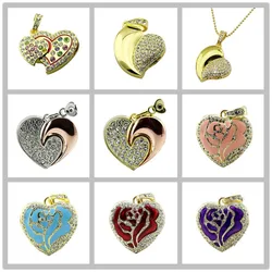 Real Capacity Crystal Heart USB Flash Drive Disk Necklace 8GB 16GB 32GB Diamond Heart Jewelry Usb Pendrive Creative Girl Gift