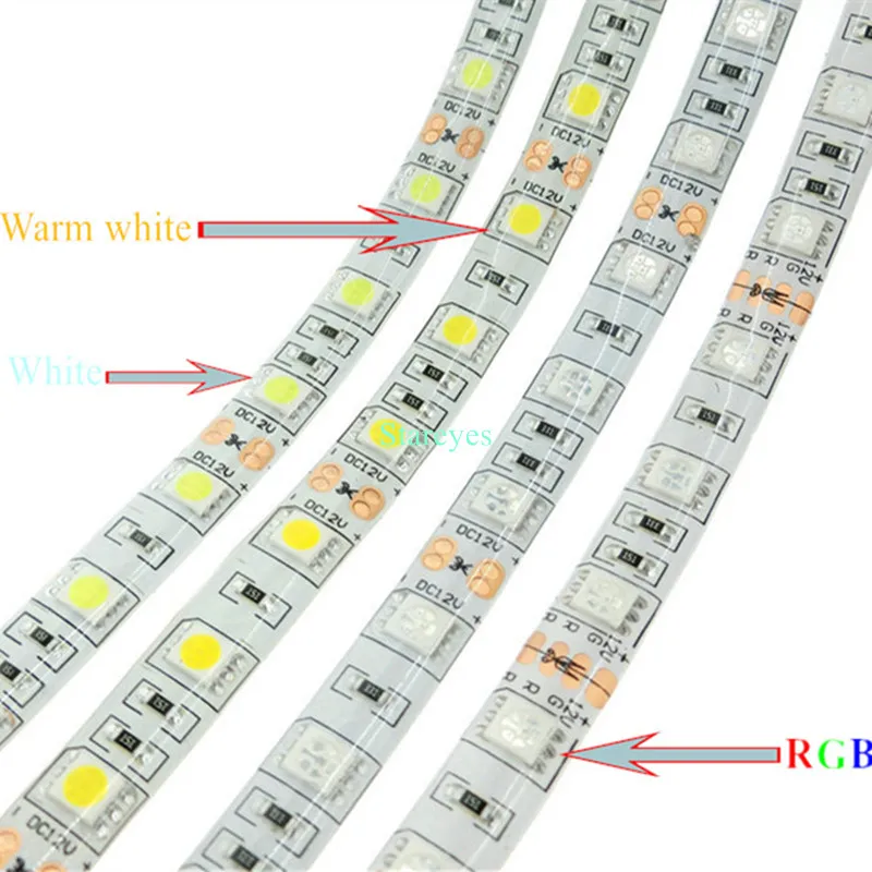 1 Piece SMD 5050 60 LED/m DC12V DC24V 5m LED Strip Warm white RGB RGBW RGBWW 4 in 1 CCT RGBCCT 5 in 1 LED tape Rope lighting