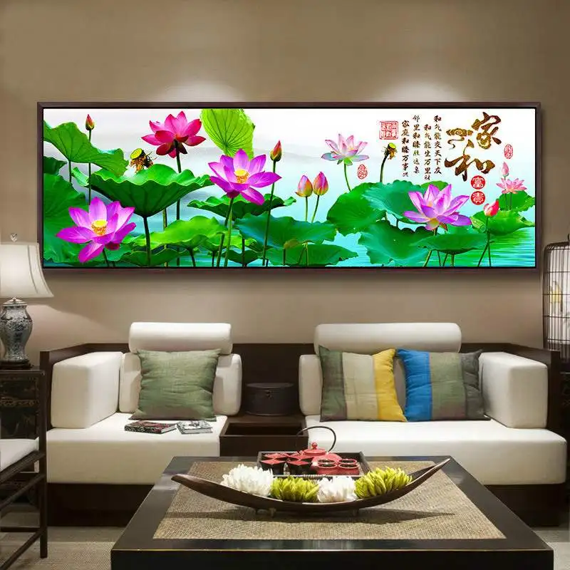 Rhinestone Picture Full Round Drill Special Shaped Diamond Painting Lotus Flowers DIY 5D Cross Stitch Decor 