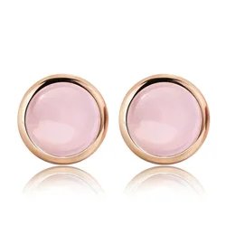 100% 925 sterling silver hot sell natural pink opal stone ladies'stud earrings wholesale jewelry birthday gift drop shipping