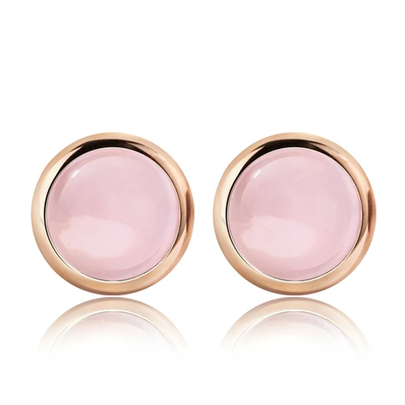 100% 925 sterling silver hot sell natural pink opal stone ladies'stud earrings wholesale jewelry birthday gift drop shipping