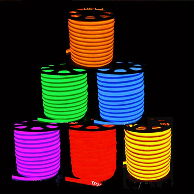 220V 230V Led Neon Rope Strip Ribbon Light Flexible Tape Waterproof IP65 With EU Power Plug RGB White Blue Green Red Pink Yellow