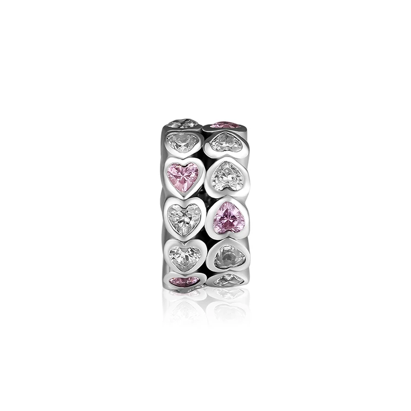 

CKK 100% 925 Sterling-Silver Abundance of Love Charm,Pink & Clear CZ DIY Fits for Making Charms Snake Chain Bracelets