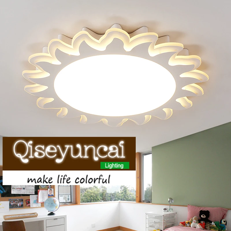 2018 Ultra thin warm children's room sun flower shaped ceiling lamp creative girl boy led eye care acrylic bedroom ceiling lamp