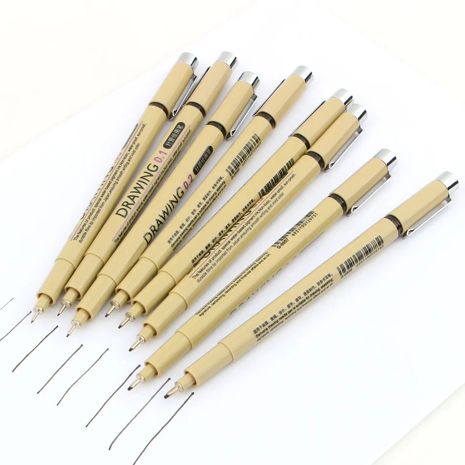 Excellent Quality Black Technical Graphic Fine Line Drawing Pen Sketch Ink Marker Pen 0.05-0.8mm For Hook Line Painting Pen