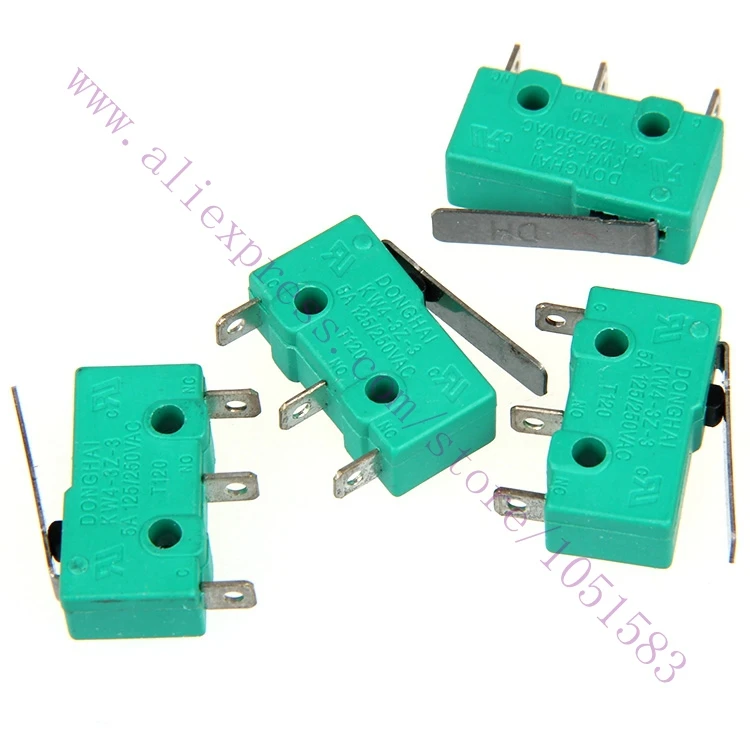 10pc / lot ,KW4-3Z-3 Short Hinge Roller Lever Arm SPDT Momentary Micro  Limit Switch 15A 250V AC For  3D Printer Reprap