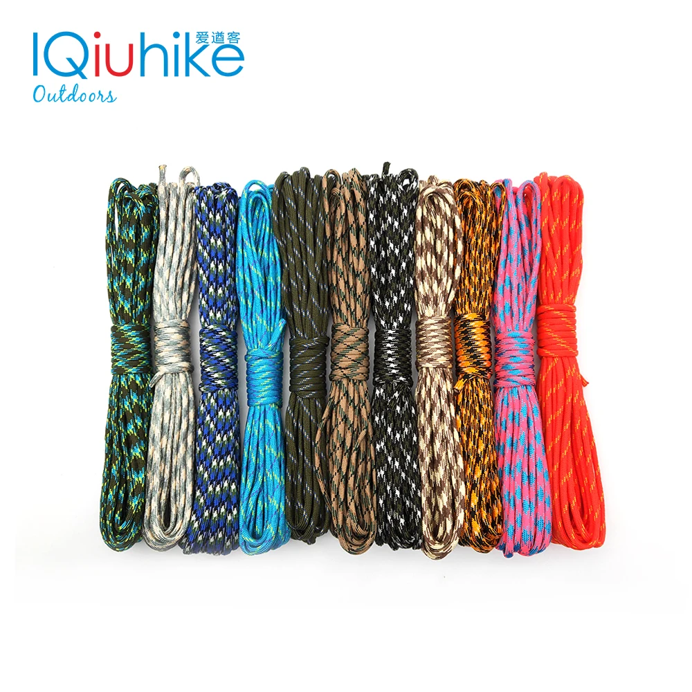 IQiuhike 550 Paracord Parachute Cord Lanyard Tent Rope Mil Spec Type III 7 Strand 100FT Paracord For Hiking Camping 208 Colors