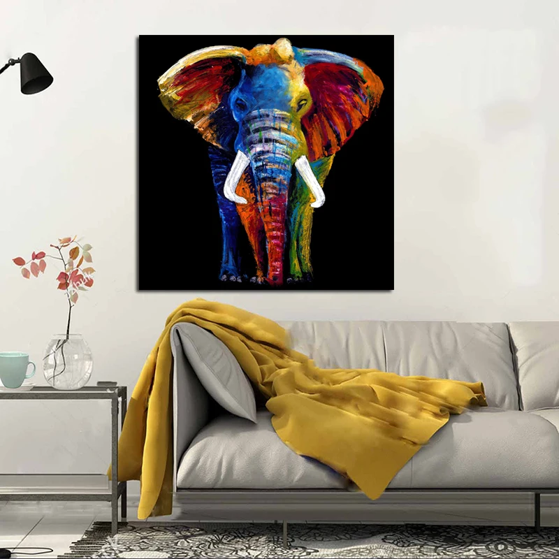 SELFLESSLY-Modern Colorful Elephant Canvas Painting, Living Room Posters and Prints, Animal Art, Wall Decor, Drop Shipping image 3
