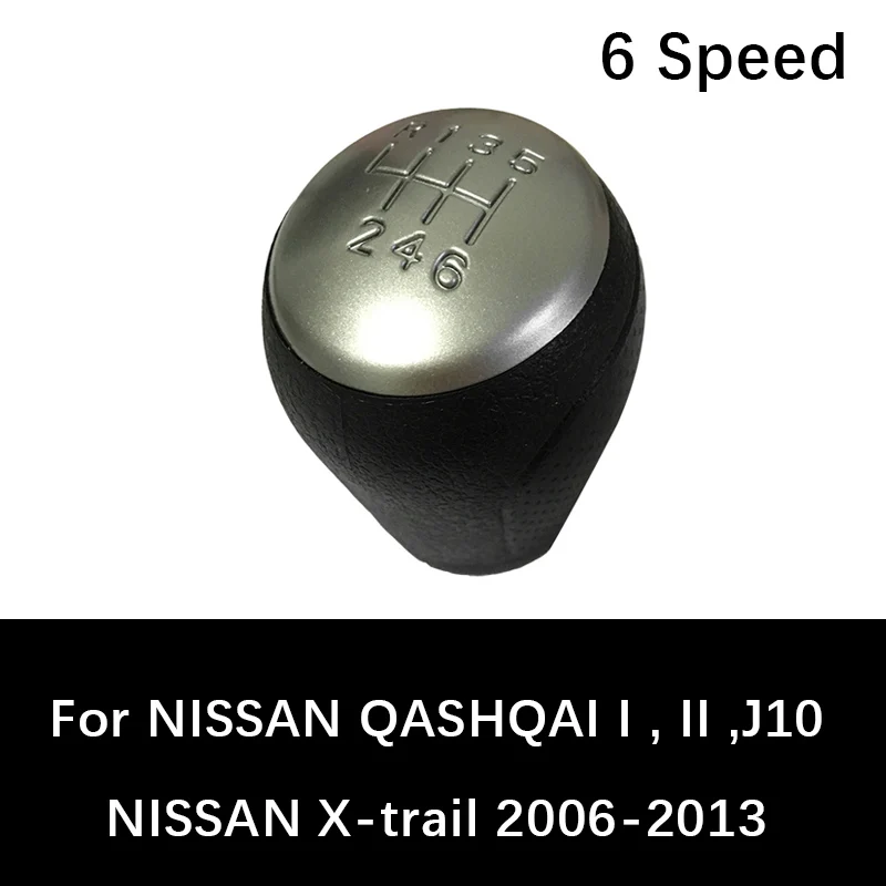 6 Speed Gear Shift Manopole Per NISSAN QASHQAI I QASHQAI II QASHQAI J10 X-trail 2006-2013 auto manuale di auto Pomello Leva cambio