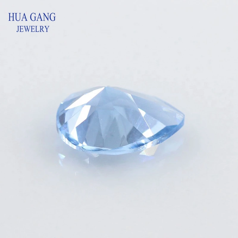 108# Synthetic Spinel Blue Stone Pear Shape Brilliant Cut Jewelry Making Stones Size 2x3~12x16mm Wax inlay