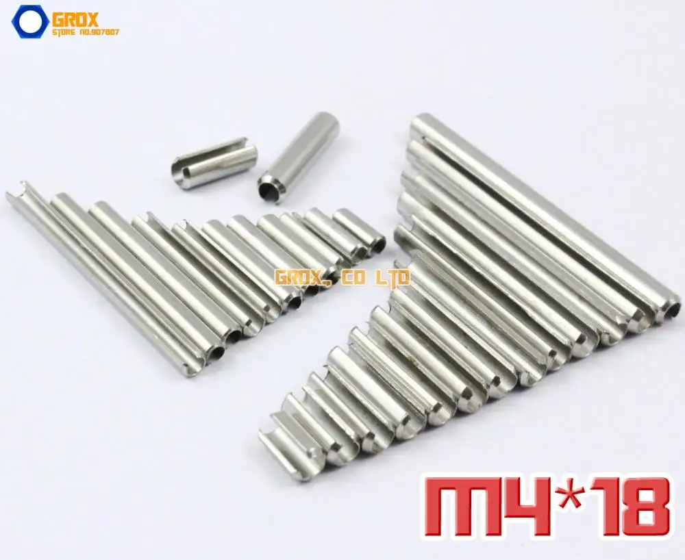 

100 Pieces M4 x 18mm 304 Stainless Steel Slotted Spring Tension Pin Sellock Roll Pin