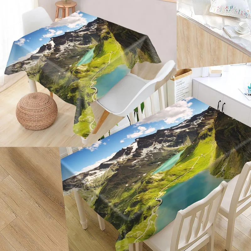 

landscape Table Cover Printing Waterproof Tablecloth More Size Tablecloths Kitchen Wedding Hotel Decoration