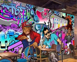 Beibehang-papel tapiz con foto personalizada para sala de estar, Mural de pared con Graffiti de Europa, Hip Hop, Rock, Bar