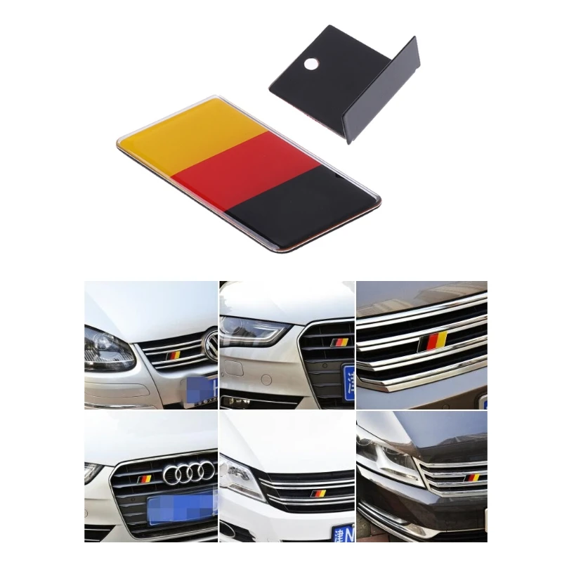1pc German Flag Front Grille Sticker Emblem Badge Dual Adhesive Tape Adhesive For Volkswagen Golf Polo Audi