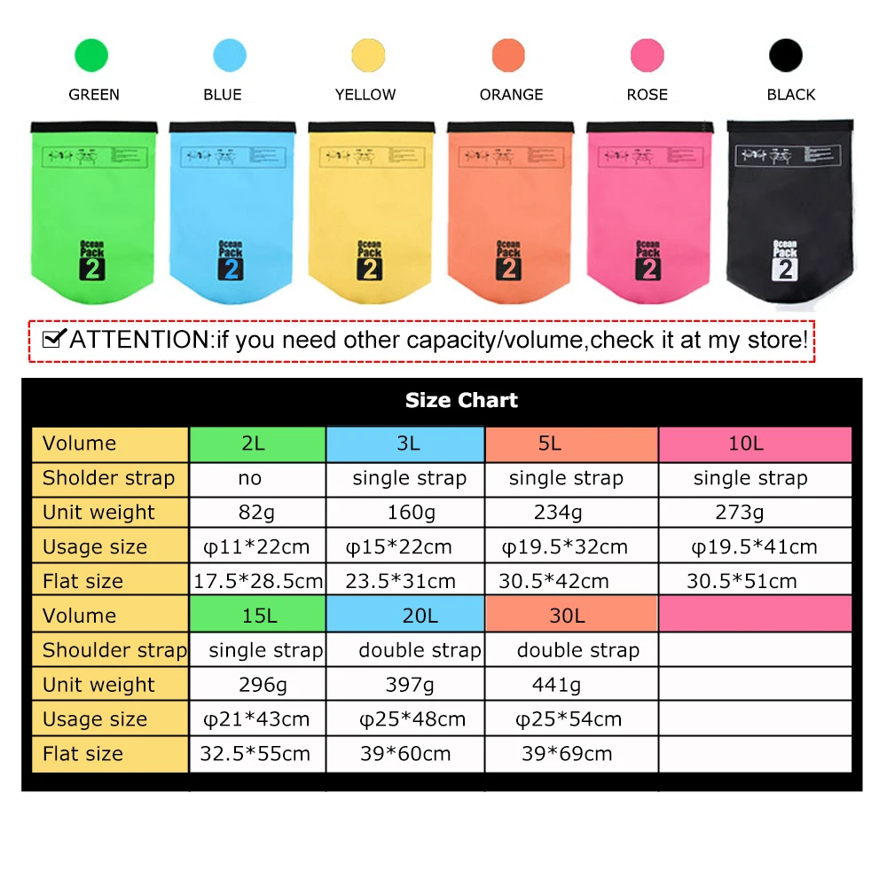 5L 10L Chống Thấm Nước Chống Nước Khô Túi Bao Tải Lưu Trữ Gói Túi Bơi Ngoài Trời Chèo Thuyền Kayak Chèo Thuyền Đi Qua Sông Chèo Thuyền Bè