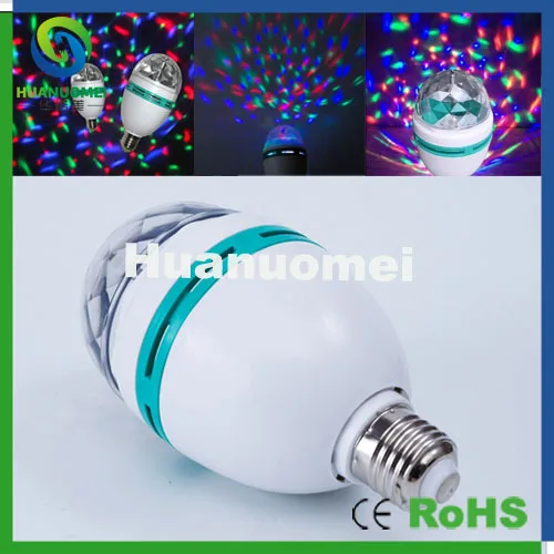 Colorful led bulb E27 3W crystal led auto rotating light RGB led bulb lamp ,AC 220V, Long life, Low heat