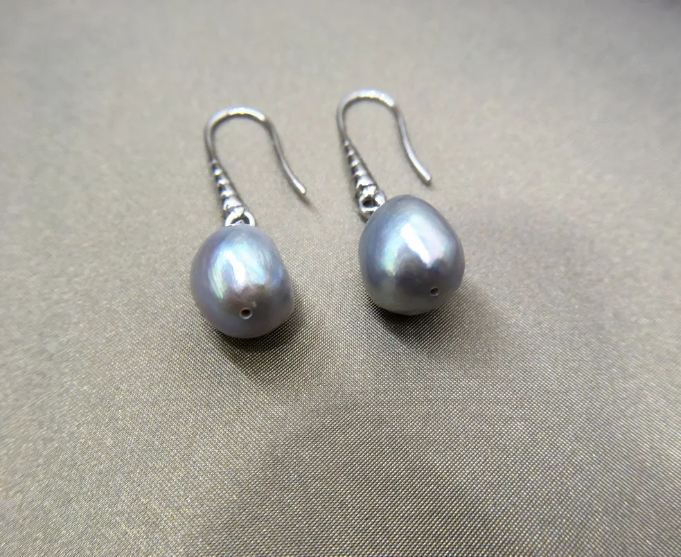 Grey Pearl Earrings Natural Freshwater Pearl Women\'s Silver Earrings Baroque Drop Earrings Women\'s Earrings