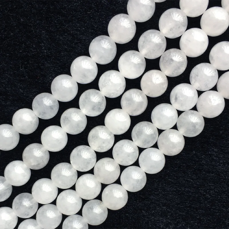 

Veemake White Jade Natural Charms Stones Gemstones DIY Necklace Bracelets Earrings Loose Round Beads For Jewelry Making 05707