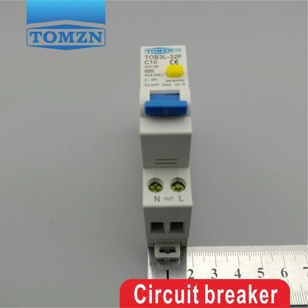 TOB3L-32F 18MM RCBO 10A 1P+N 6KA Residual current Circuit breaker with over current and Leakage protection