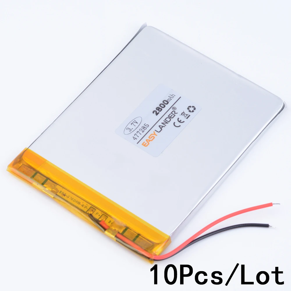 

10pcs/Lot 3.7V 2800mAh 477285 Polymer Li-ion Battery For tablet PC iPAQ E-Book PDA Portable DVD Consumer electronics safety lamp