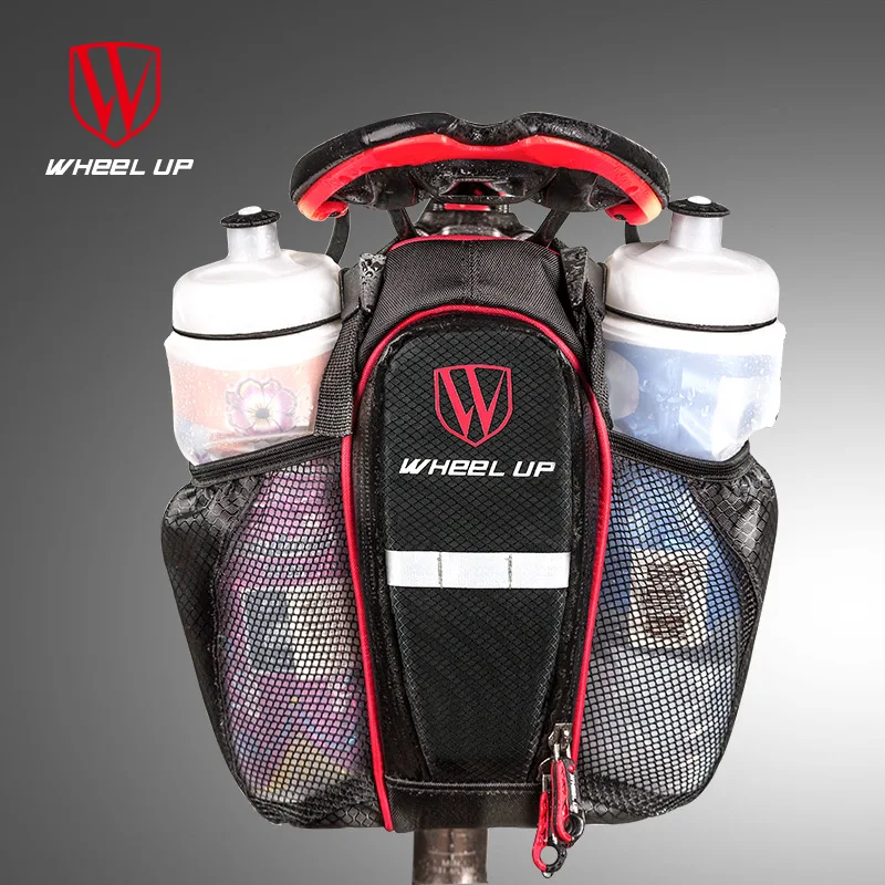 WHEEL UP 2 Pockets Bike Bag Bicycle Seat post Bag mountain MTB Road Bike Seat Rear Tail Pouch Bottle Bags New 900D 2017 hot sale