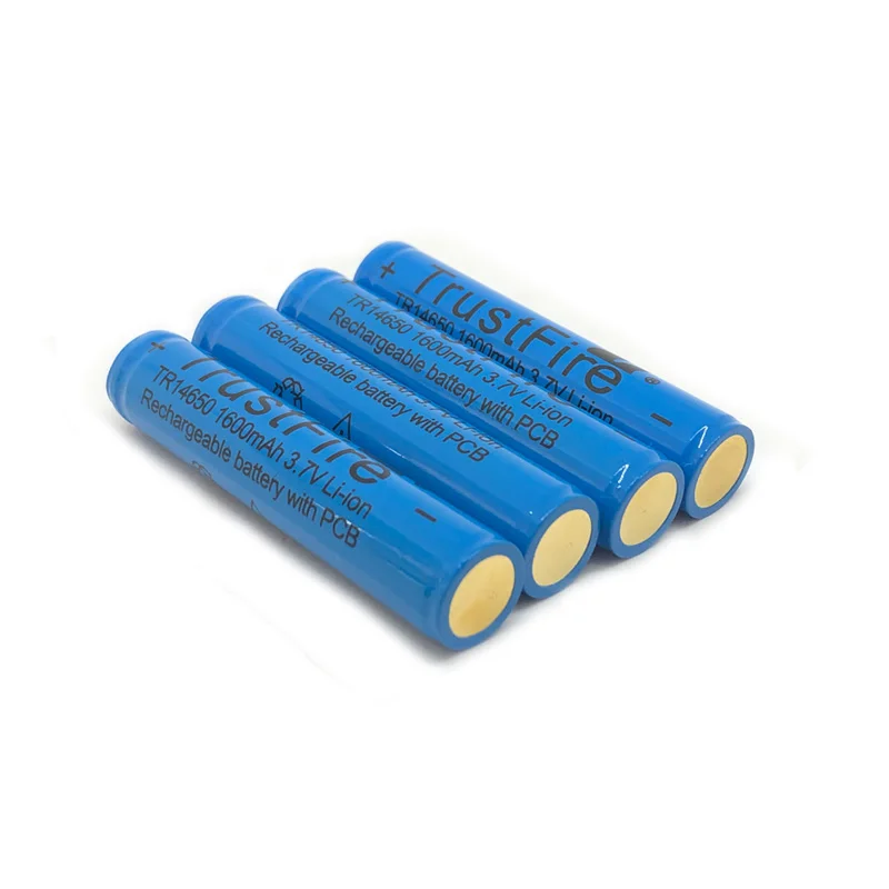 10pcs/lot TrustFire TR 14650 1600mAh 3.7V Rechargeable Lithium Protected Battery Cell with PCB Power Source For LED Flashlights