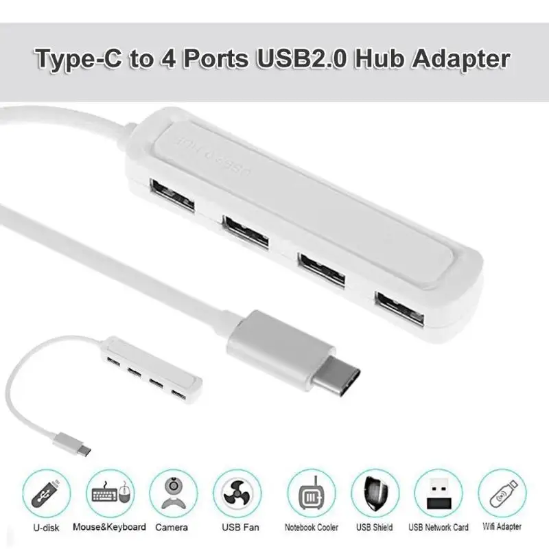 Адаптер-концентратор USB 3.1 4 в 1 Type-C с 4-портовым USB 2.0 для ноутбука USB для ноутбука Macbook Pro Windows