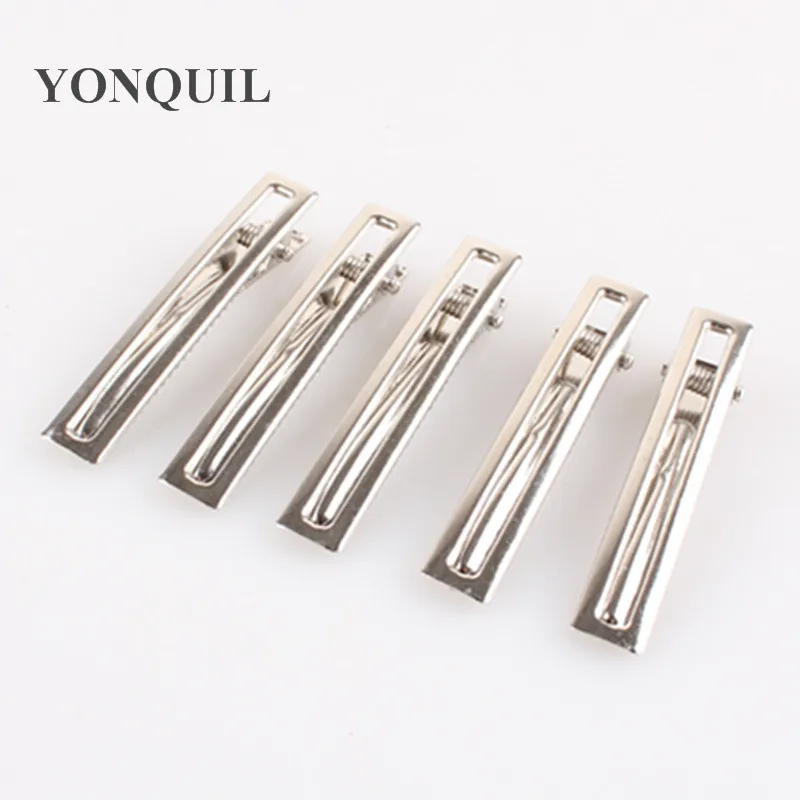 100Pcs/Lot Great Silver Flat Metal Hollowed-Out Prong Alligator HairClip Barrette Hairpins for Bow Headwear DIY Hair Accessories