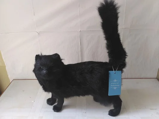 large 32cm simulation black cat hard model toy polyethylene&furs handicraft home decoration birthday gift s0010