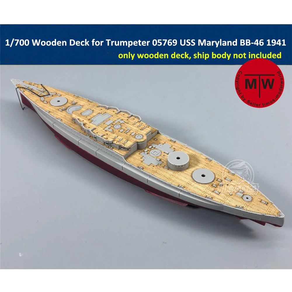 1/700 Scale Wooden Deck for Trumpeter 05769 USS Maryland BB-46 1941 Ship Model TMW00018