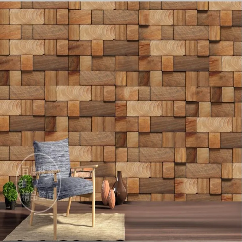 

beibehang Custom large murals three-dimensional wood square wood 3D personalized mural mural non-woven fabric papel de parede