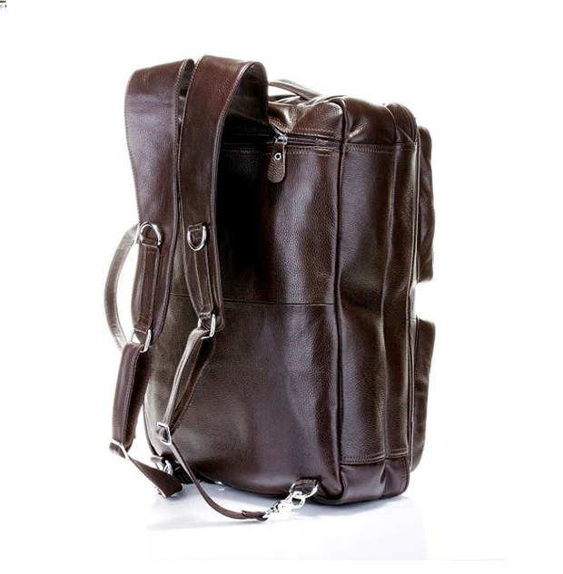 Bolso de viaje multifunción de cuero genuino para hombre, bolsa de viaje de equipaje, de cuero, grande, para fin de semana, para la noche