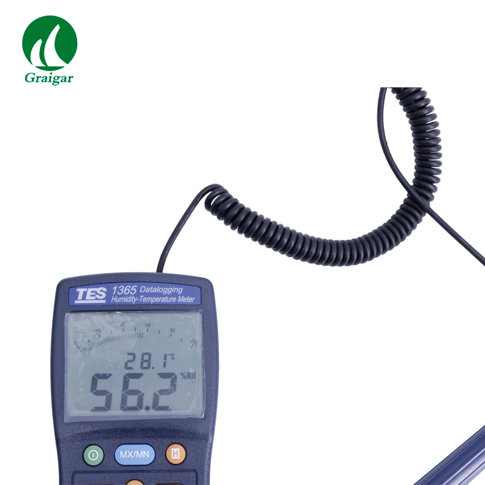 ความแม่นยำสูงดิจิตอลข้อมูลอุณหภูมิความชื้น TES-1365 อุณหภูมิช่วง - 20C ~ 60C ความชื้น 1% RH ~ 99% RH