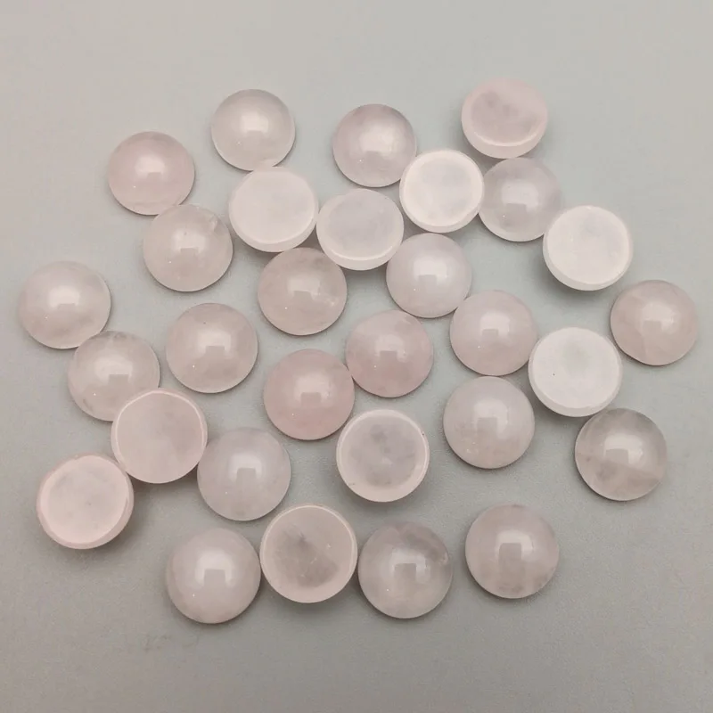 

Fashion 10x10mm natural rose quartzs round crystal CAB CABOCHON Powder stone beads for jewelry Accessories wholesale 50pcs/lot