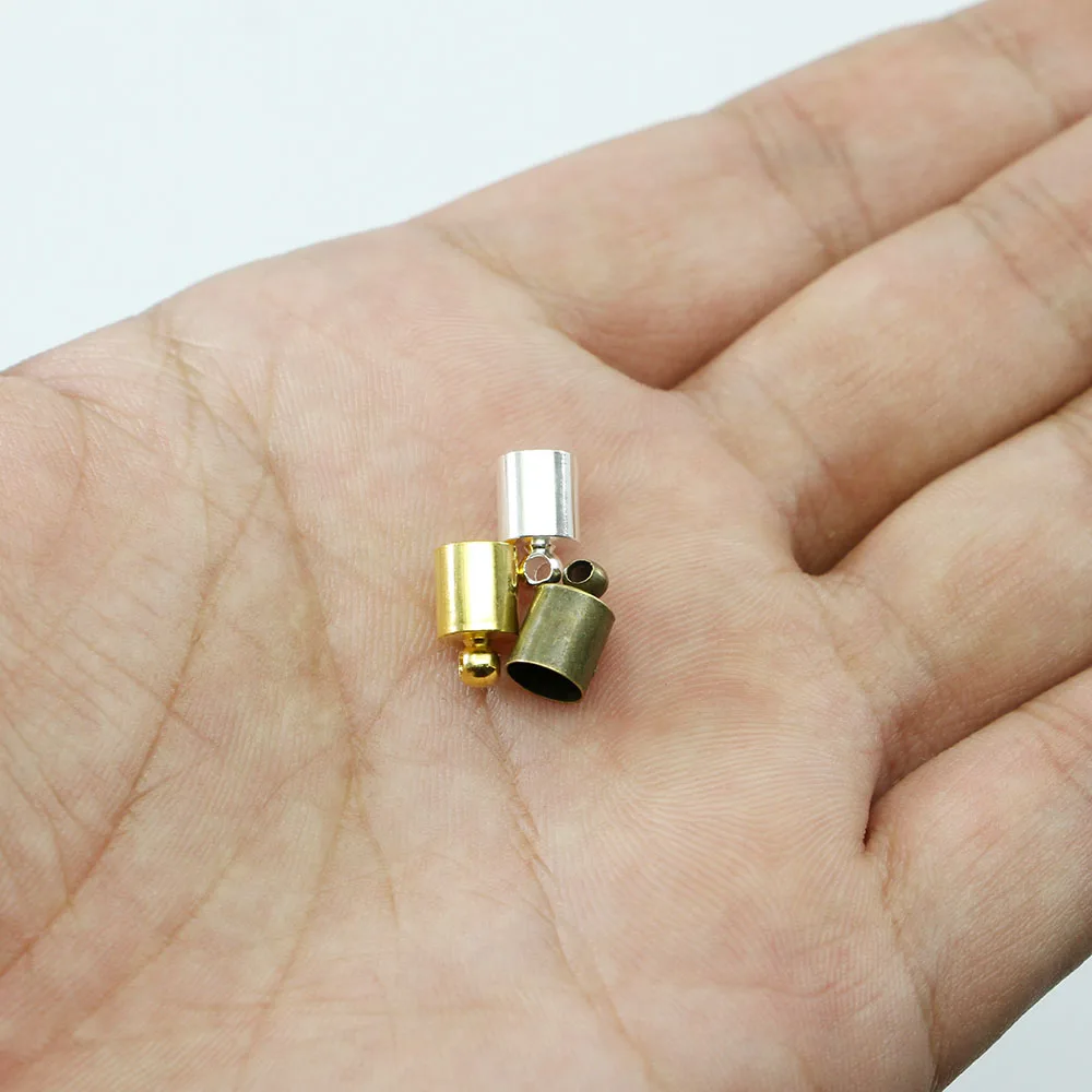 Tapón de punta para borlas de cuero, accesorio para manualidades, suministros de fabricación de joyas, 3, 4, 5, 6, 7, 8, 9, 10mm, 20-50 unids/lote
