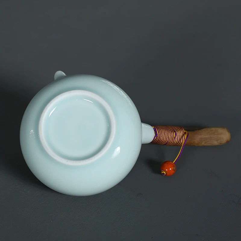 PINNY Handmade Japanese Style Celadon Teapots Ceramic Kung Fu Tea Set With Wooden Handle Chinese Porcelain Chinaware Tea Kettle