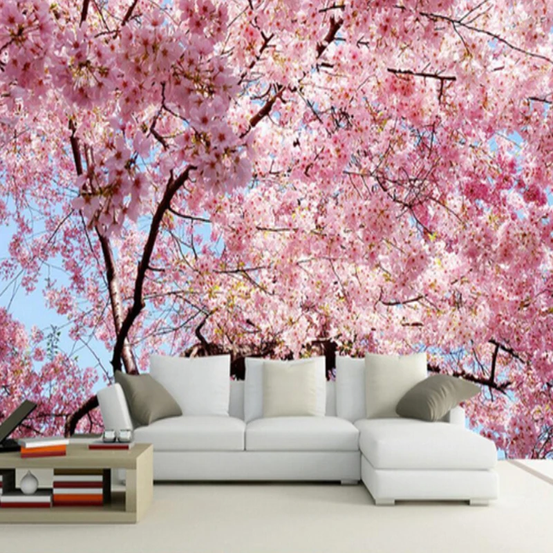 

Custom Wall Cloth Romantic Cherry Blossom Landscape Photo Mural Wallpaper Bedroom Living Room Backdrop Wall Covering Home Decor