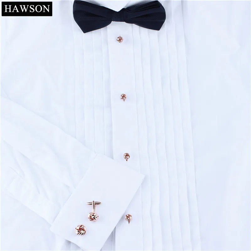 HAWSON Mens Twist Cufflink Stud Set Tuxedo Shirt Jewelry Rose Gold Color Cuff lLinks Button for Mens Wedding Dress