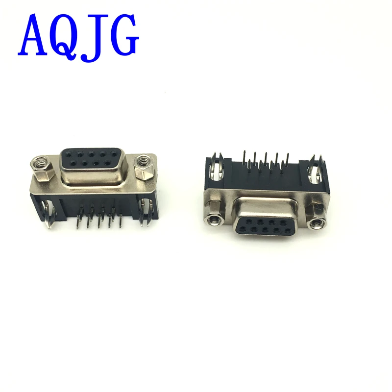 100pcs DR9 famale DR9 male PCB Mount D-Sub 9 pin PCB Connector,RS232 Connector 90-degree bent needle DB9 connector AQJG