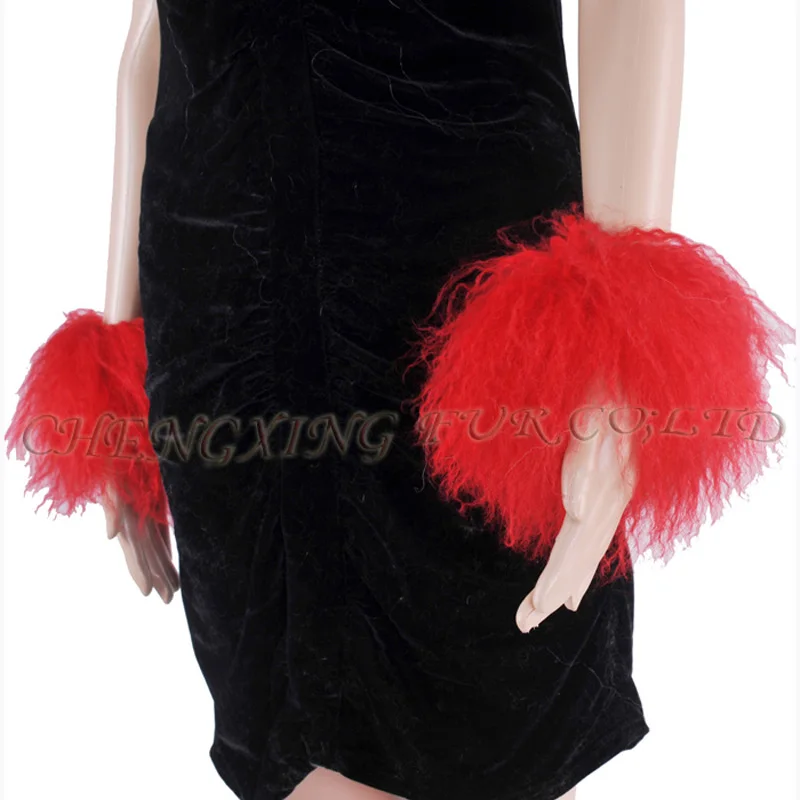 FREE SHIPPING Latest Design Custom Women Genuine Mongolian Lamb Fur Cuff Bracelets Arm Warmer CX-A-47B