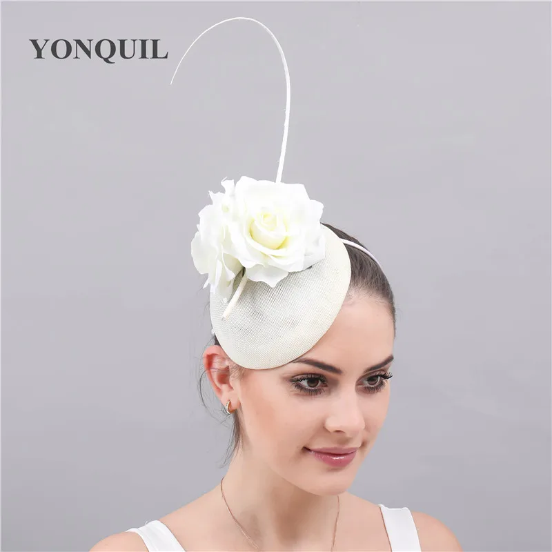 New Classic Ivory Hair Fascinators Elegant Women Ladies Flower Headwear Hairclips With Headbands Church Occasion Hair Accessory