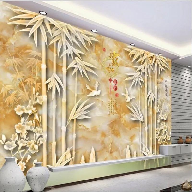 

wellyu Custom large frescoes Modern Bamboo Newspaper Peaceful home and rich marble backdrops Non-woven wallpaper