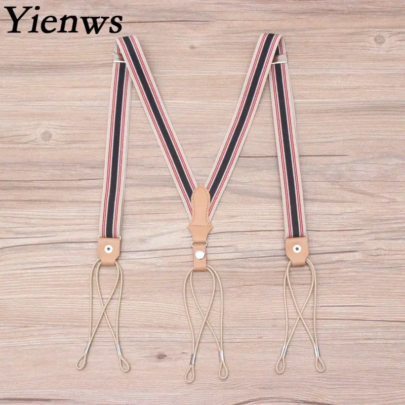 Yienws suspensórios masculinos de estilo vintage, calças de popa, cinto elástico, suspensórios para calças 115cm, yia151