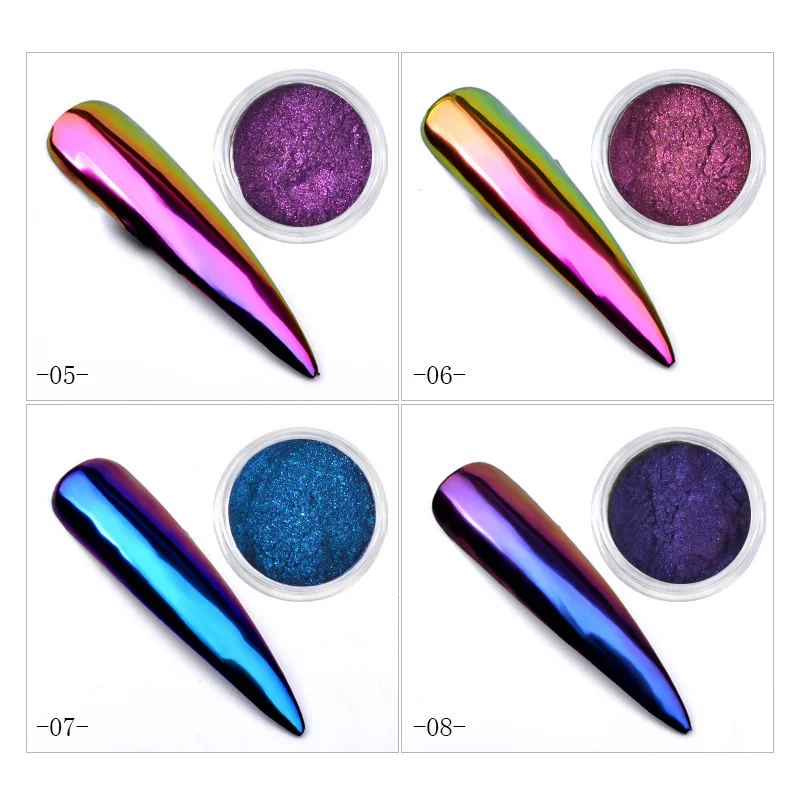 0.2g/ box Glitter Magic Mirror Dust Powder Chameleon Aurora DIY Nail art Chrome Pigment Glitters Nail Decoration