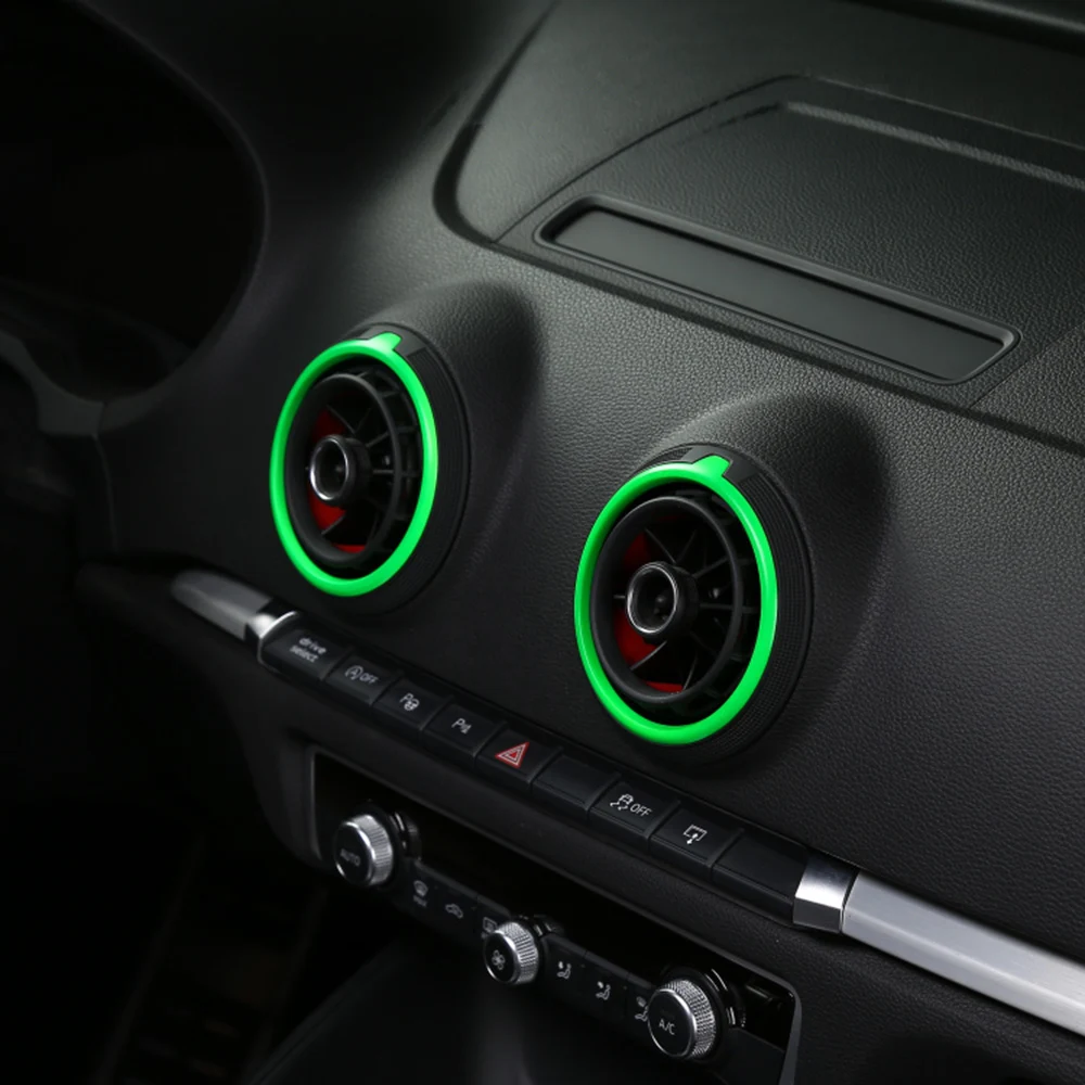 Lot De 4 Anneaux Décoratifs Noirs Pour Sortie D'Air Audi A3 S3 Q2 - Alliage Aluminium 63,2mm
