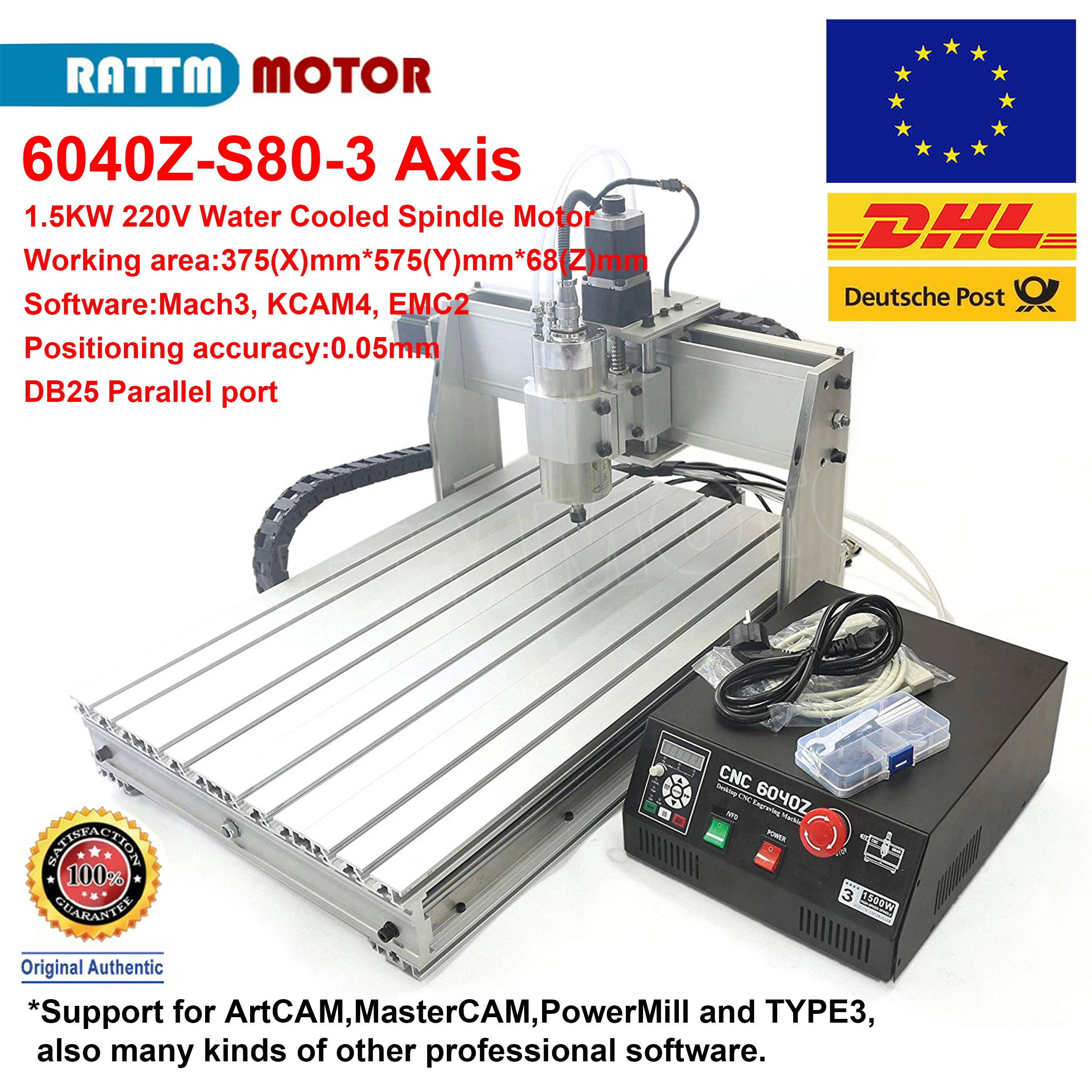 1.5KW CNC 6040Z 220VAC 3 Trục Làm Mát Bằng Nước MACH3 Khắc Khắc Hỗ Trợ Cổng LPT CNC Phay Router Machin