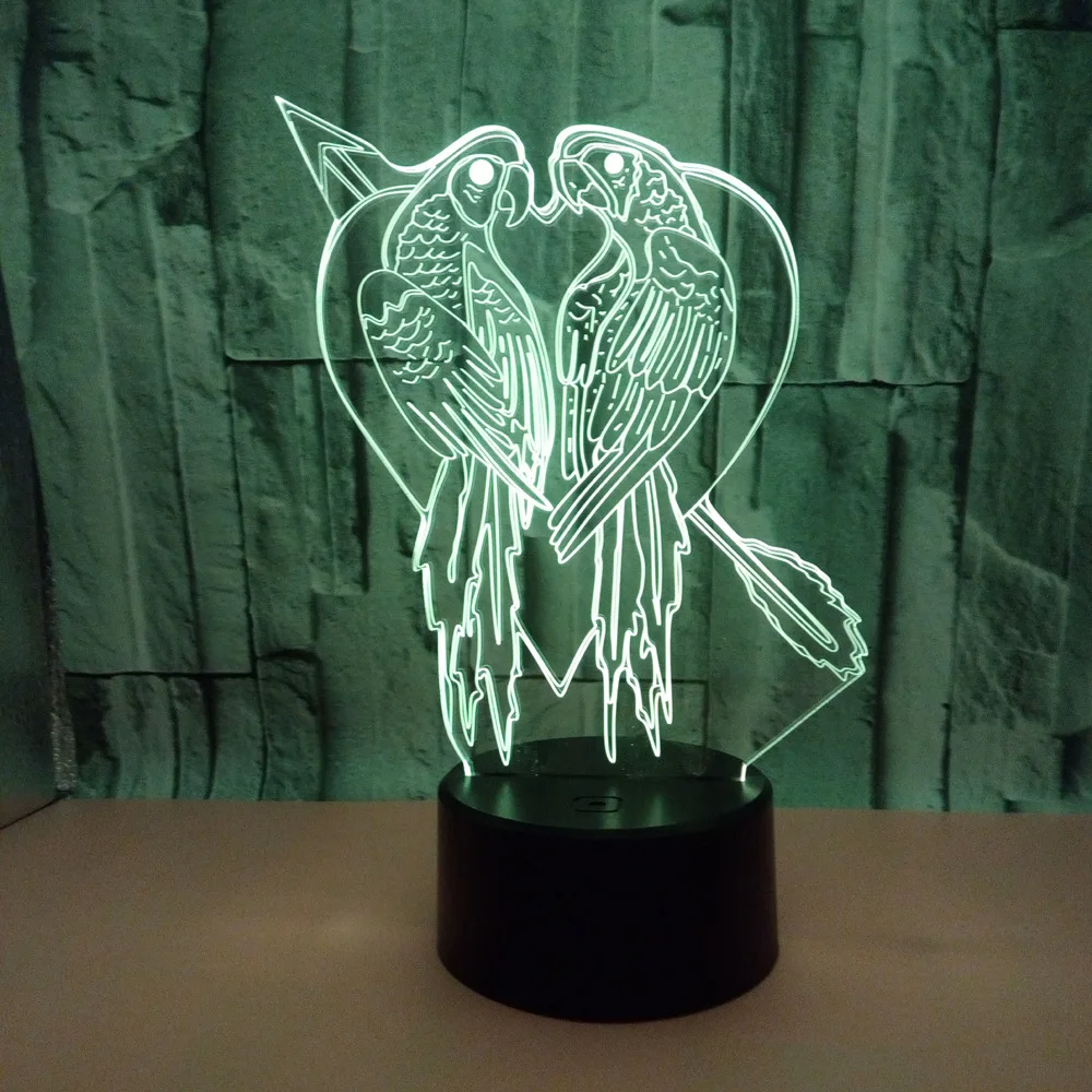 New Parrot Colorful 3d Creative Nightlight Bird Colorful Touch Small Table Lamps For Living Room led Usb Desk Lamp