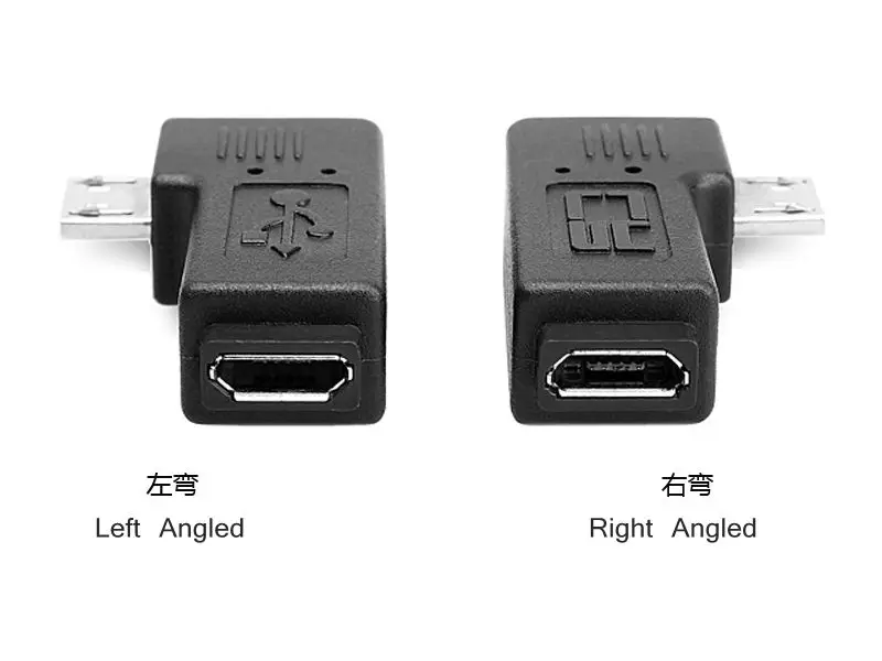 90 Degree Left & Right Angle Micro USB Male to Female Adapter Cable Connector Plug Micro USB Male to Micro Female Plug Adapters