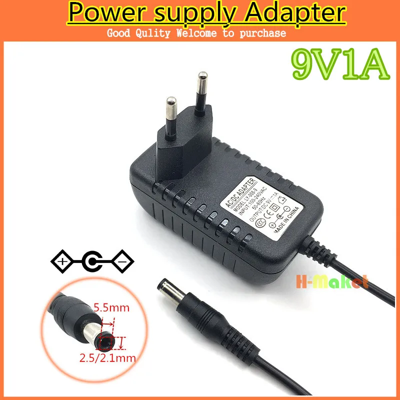 free ship EU plug  9V 1A DC5.5*2.5mm AC/DC Power Adapter Center Negative charger supply 9V1A for Other